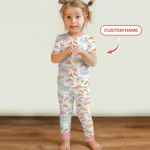 Daughter Of The King Custom Name Bamboo Two Piece Short Sleeve Pajama Set