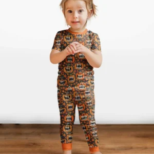 Pumpkin Monsters Bamboo Two Piece Short Sleeve Pajama Set