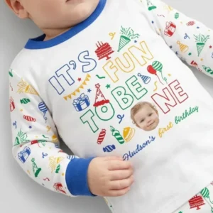 Custom Photo It's Fun To Be One Bamboo Two Piece Long Sleeve Pajama Set