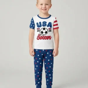 USA Soccer Cup Bamboo Two Piece Short Sleeve Pajama Set
