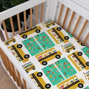 School Bus Adventures Bamboo Fitted Crib Sheet