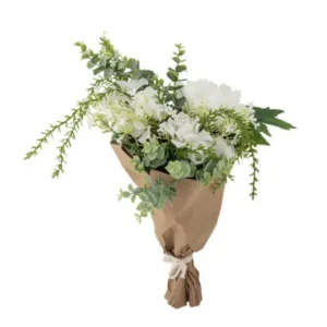 Künstlicher Blumenstrauß Sirmione – Weiße Chrysantheme mit Grünakzenten