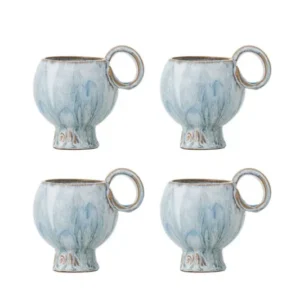 Becher-Set Haldin – Blaues Steingut (4-teilig)