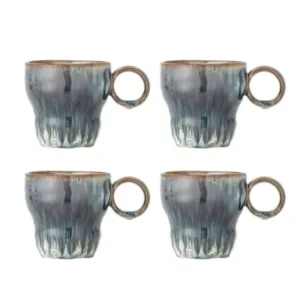 Becher-Set Ravéa – Blaues Steingut (4-teilig)