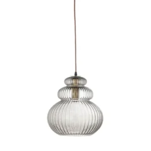 Pendelleuchte Dana – Graues Glas mit goldener Fassung