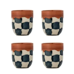 Tassen-Set „Karomaro“ – handbemaltes Steingut (4-teilig)