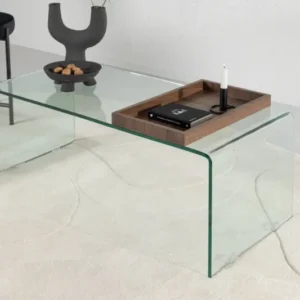 Couchtisch Klaro - aus Glas mit Holztablett