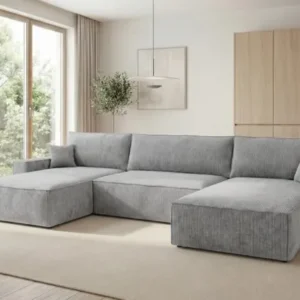 Designer Sofa Vienna U mit Schlaffunktion und Stauraum in Cord