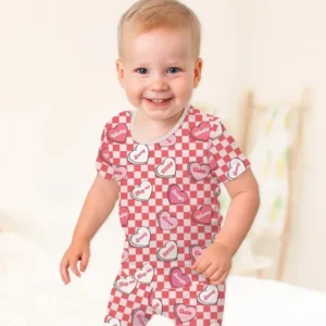 Valentine in Hearts Bamboo Two Piece Short Sleeve Shorts Pajama Set