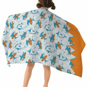 Surfing Sharks Check Bamboo Beach Towel