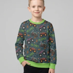 Custom Name Haunted Monster Trucks Bamboo Crewneck Sweatshirt
