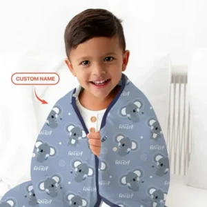 Custom Name Cosmic Koala Bamboo Blanket