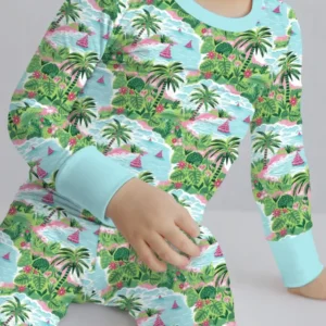 Preppy Coast Beach Club Bamboo Two Piece Long Sleeve Pajama Set