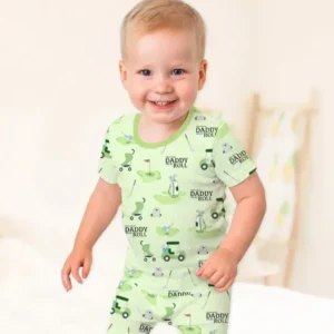 Daddy Golf Team Bamboo Two Piece Short Sleeve Shorts Pajama Set