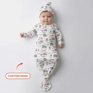 Custom Name Elephant Our First Mother's Day Bamboo Knot Gown