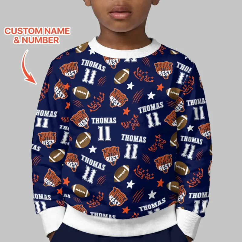 Custom Name Football Good Better Best Bamboo Crewneck Sweatshirt