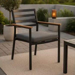 2er Set Gartenstuhl Tala - aus schwarzem Aluminiumgestell inklusive Kissen