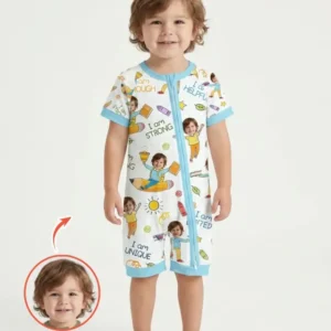 Custom Photo Kid Affirmations I Am Kind Bamboo Shorty Zippy