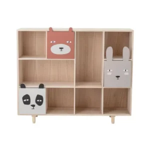 Kinder Bücherregal Alia - Holzregal mit Schubladen & Tiermotiven für Bücher & Spielzeug