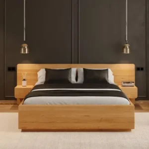 Designer Holzbett Fiona aus massiver Eiche mit Stauraum
