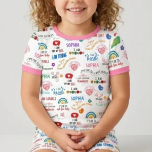 Daily Affirmations Matching Mommy & Baby Bamboo Two Piece Short Sleeve Shorts Pajama Set