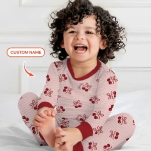 Cherry Mom and Me Bamboo Two Piece Long Sleeve Pajama Set