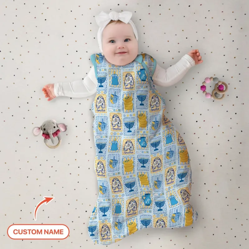 Custom Name Hanukkah Wonderland Bamboo Sleep Bag