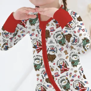 Happy 250th America Cute Patriotic Eagles Family Matching Bamboo Convertible Zippy