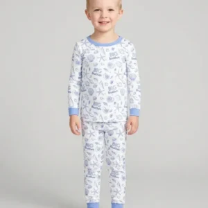 Coquette Seashell Matching Sibling Bamboo Two Piece Long Sleeve Pajama Set