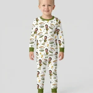 Custom Photo Daddy's Little Caddie Daddy & Me Matching Bamboo Two Piece Long Sleeve Pajama Set