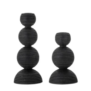 Kerzenhalter-Set Sore – Schwarz lackiertes Kiefernholz (2er-Set)