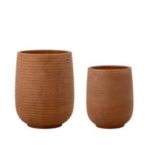 Blumentopf-Set „Rustea“ – Braun in Rostoptik (2-teilig)