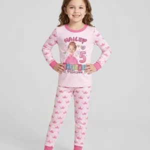 Custom Photo Birthday Princess Bamboo Two Piece Long Sleeve Pajama Set