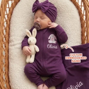 Personalized Bunny Embroidered Bamboo Convertible Zippy