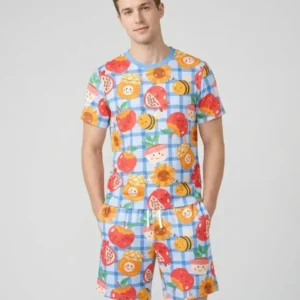 Sweet New Year Bamboo Men Short Sleeve Short Pajama Set