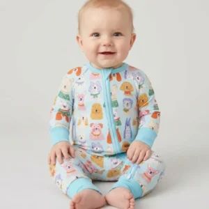 Whimsical Puppy Parade Family Matching Bamboo Convertible Zippy