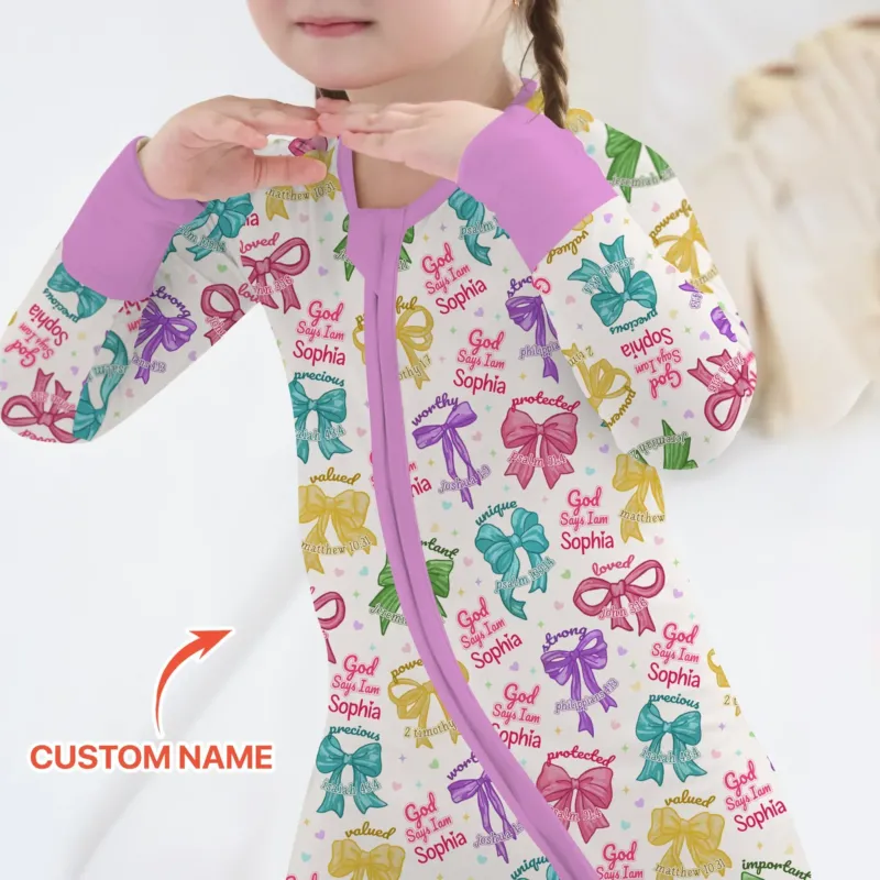 God Says I Am Bow Blessings Custom Name Bamboo Convertible Zippy