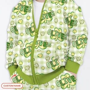 Lucky Shamrock Custom Name Bamboo Zip Hoodie