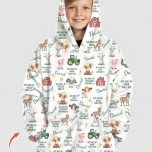 Custom Name God Says I Am Farm Animals Bamboo Blanket Hoodie