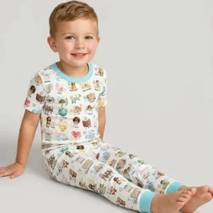 Bible ABC Alphabet Bamboo Two Piece Short Sleeve Pajama Set