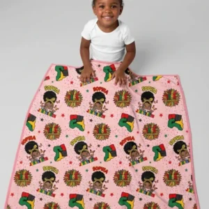 Custom Name Little Miss Juneteenth Bamboo Blanket