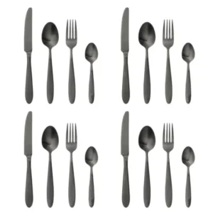 Besteck-Set Carména – Edelstahl mit matter schwarzer Oberfläche