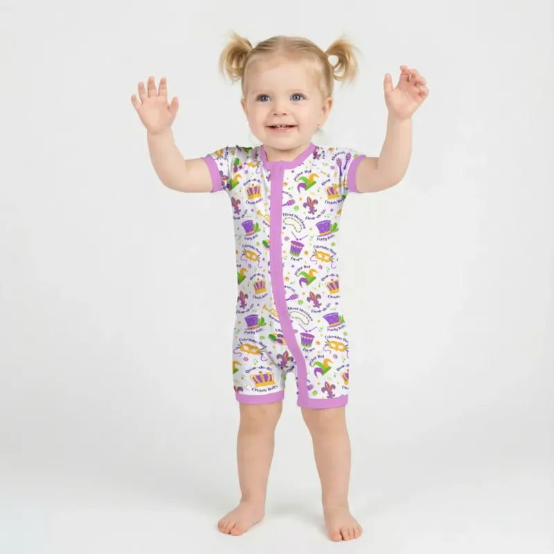 Mardi Gras Family Matching Bamboo Shorty Zippy
