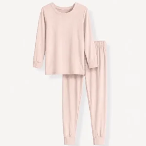 Blush Ribbed Bamboo Two Piece Long Sleeve Pajama Set