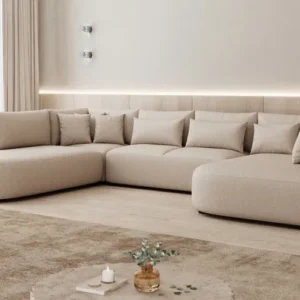 Designer Sofa Ando - Wohnlandschaft in Strukturstoff