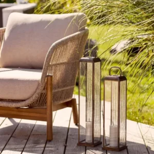 Garten-Kerzenlaterne Solmera – aus Metall und Glas gefertigt
