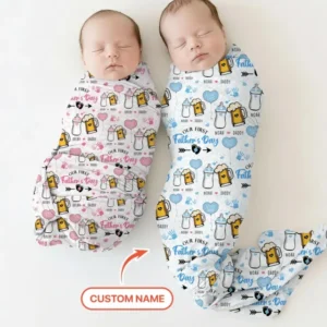 Custom Name First Father's Day Drink swaddle blanket