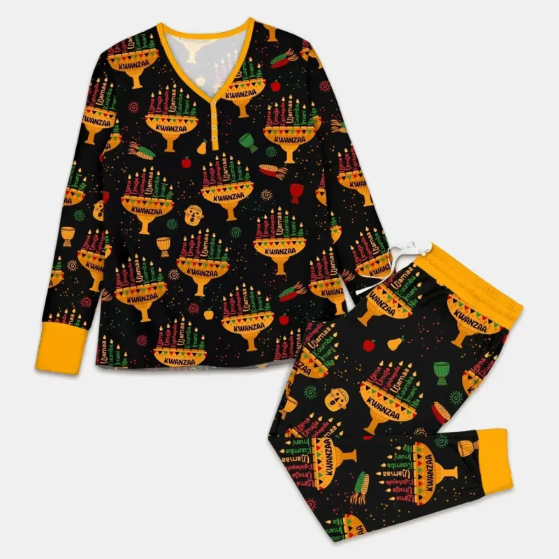 Kwanzaa Lights Bamboo Women Pajama Set