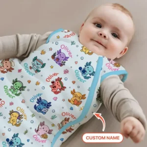 Custom Name Cute Hobby Axolotl Bamboo Sleep Bag