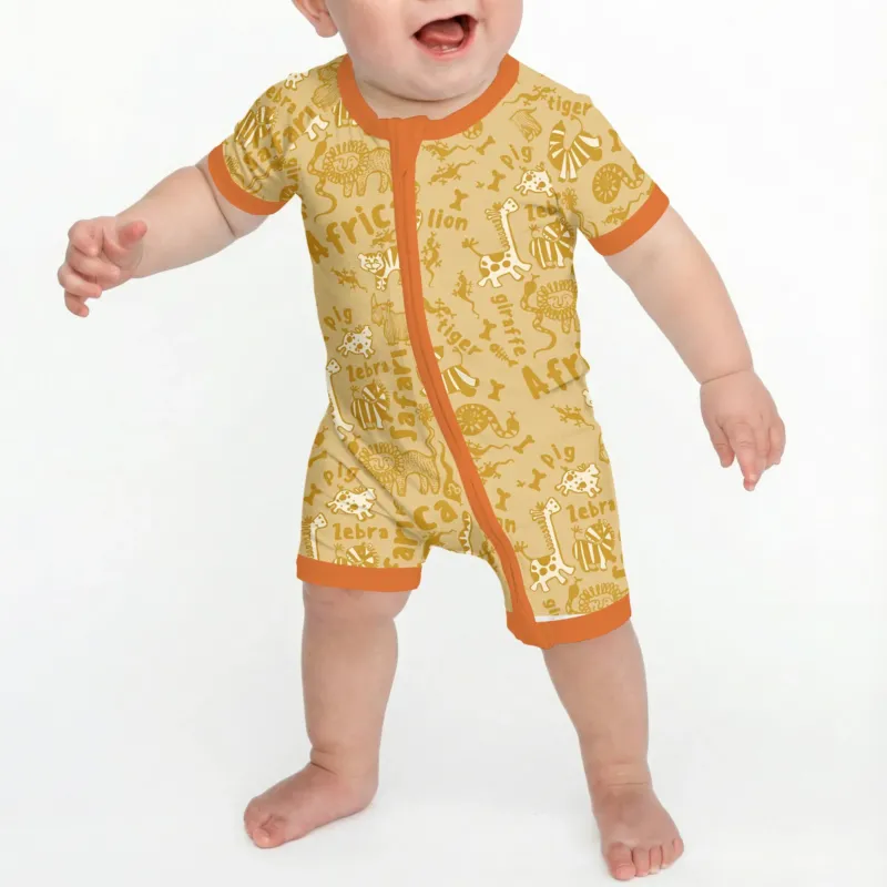 Handdrawn African Animals Bamboo Shorty Zippy